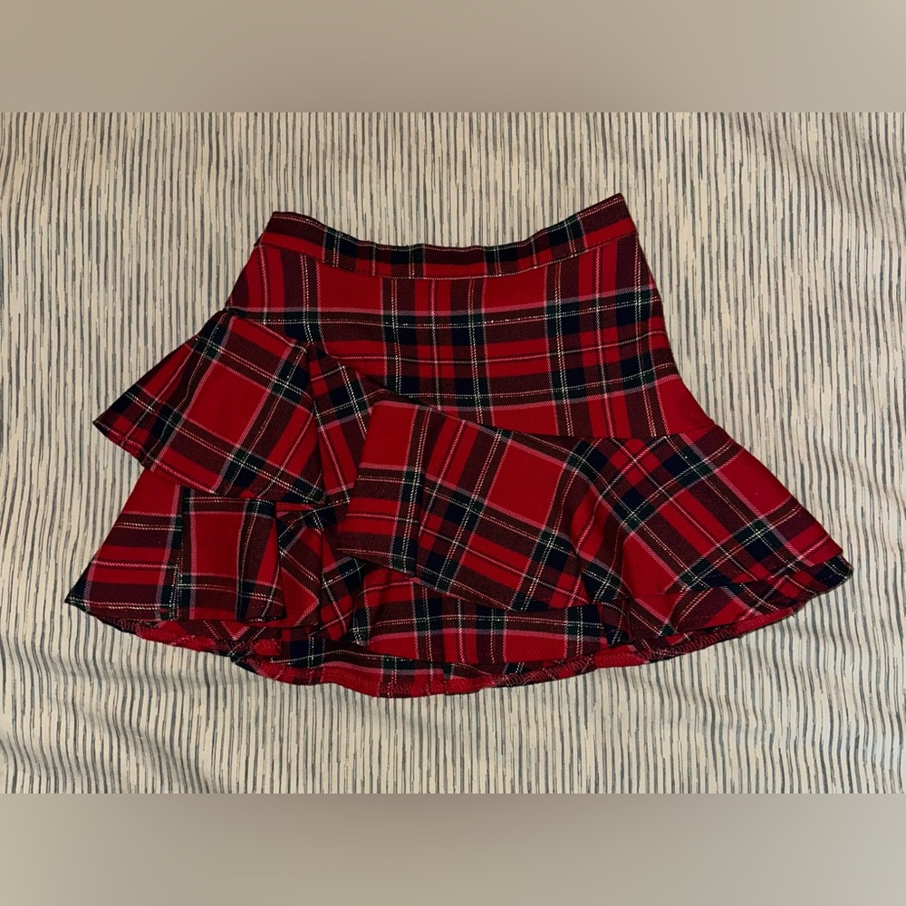 H&M Kid’s Red and Black Asymmetrical Plaid Skirt